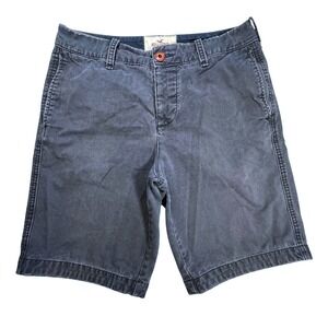 Hollister Mens Chino Shorts 30 Gray Distressed Button Fly Casual Skate Y2K Indie